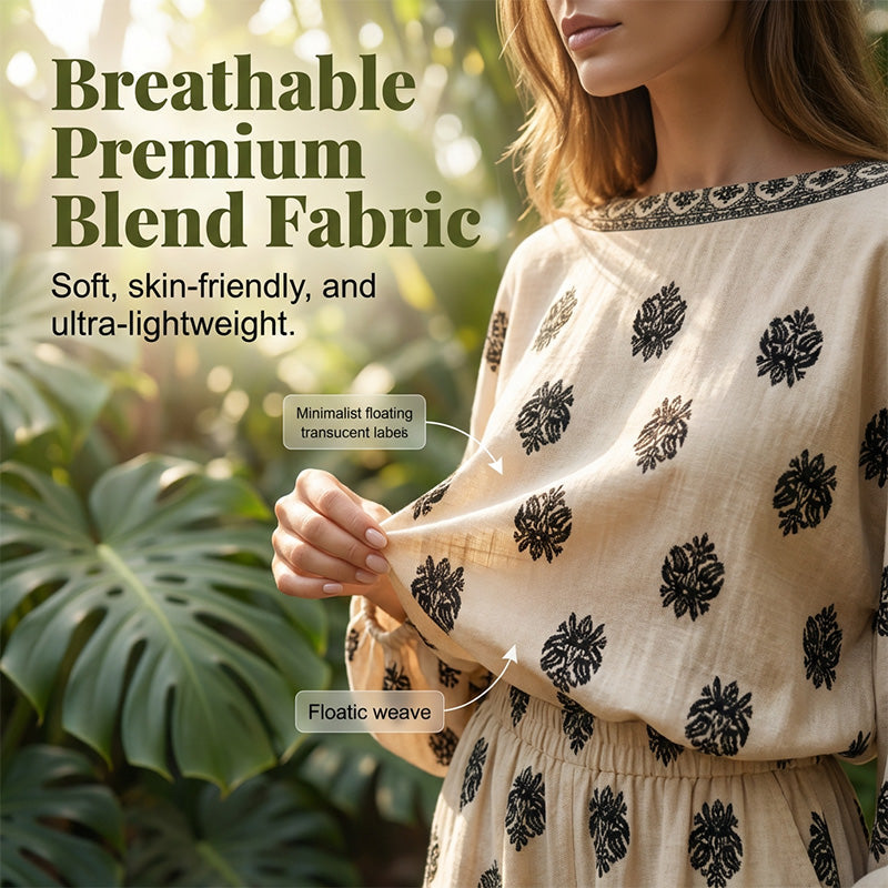 Lexy | Boho-Overall mit Schulterfreiem Print-Set