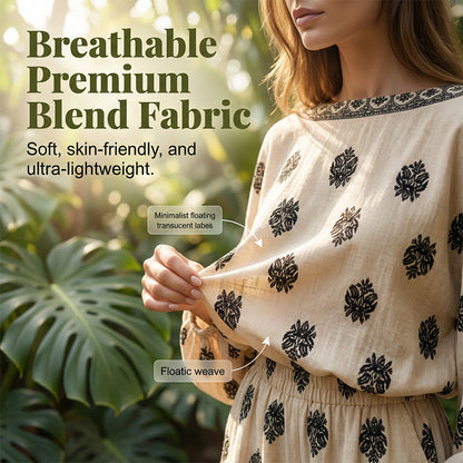 Lexy | Boho-Overall mit Schulterfreiem Print-Set