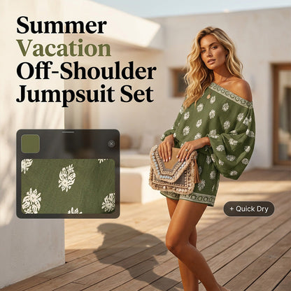 Lexy | Boho-Overall mit Schulterfreiem Print-Set