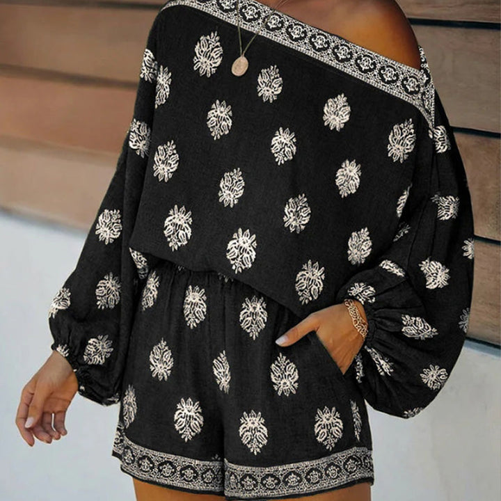Lexy | Bohemian Off-Shoulder Printed Jumpsuit Set