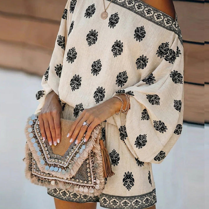 Lexy | Bohemian Off-Shoulder Printed Jumpsuit Set