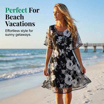 Bianca | Elegant Floral Print Chiffon Dress