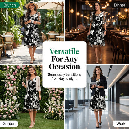 Bianca | Elegant Floral Print Chiffon Dress