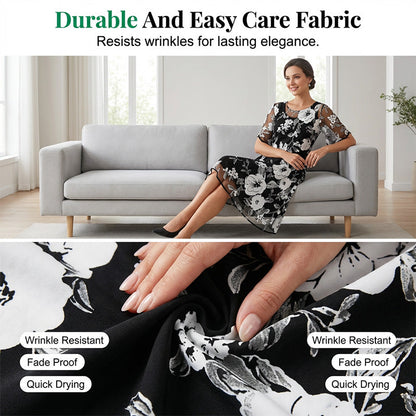 Bianca | Elegant Floral Print Chiffon Dress