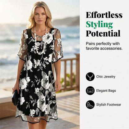 Bianca | Elegant Floral Print Chiffon Dress