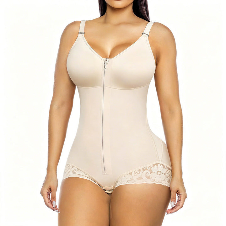 Dame mavekontrol shapewear bodysuit med lynlås