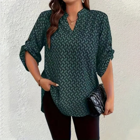 Lyra | Blusa com Estampa Geométrica e Decote V