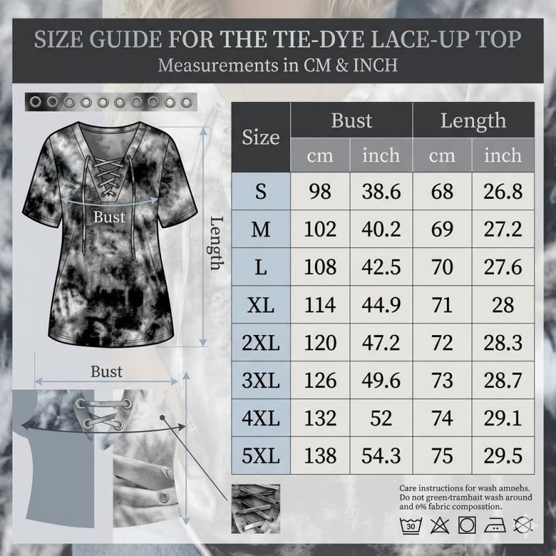 Stella | Tie-Dye Lace-Up V-Neck T-Shirt