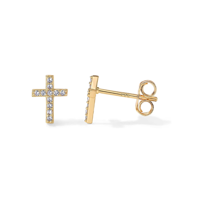 Pflasterkreuz-Ohrstecker | Gold