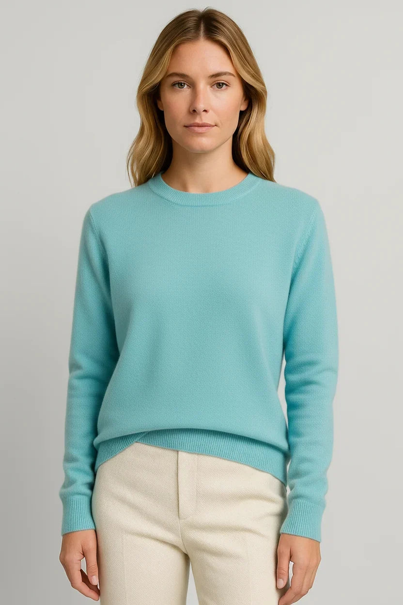 Suéter de cachemira para mujer | Cuello redondo y manga larga